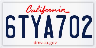 CA license plate 6TYA702