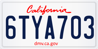 CA license plate 6TYA703