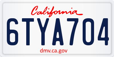 CA license plate 6TYA704