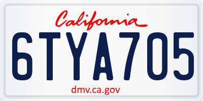 CA license plate 6TYA705