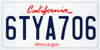 CA license plate 6TYA706