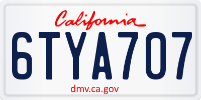 CA license plate 6TYA707