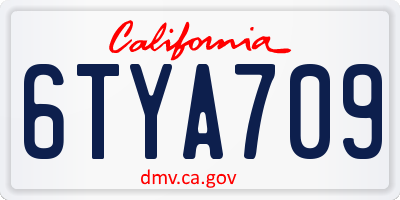 CA license plate 6TYA709