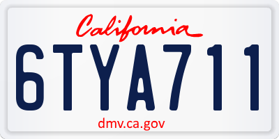 CA license plate 6TYA711