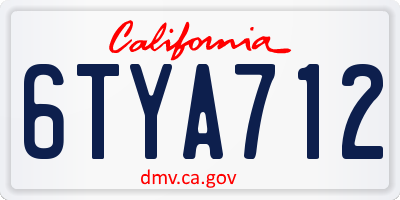 CA license plate 6TYA712