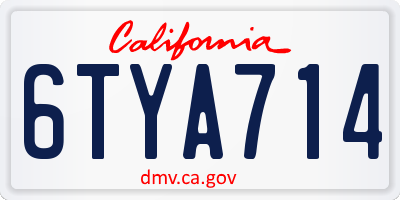 CA license plate 6TYA714