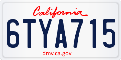 CA license plate 6TYA715