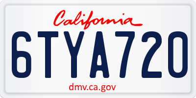 CA license plate 6TYA720