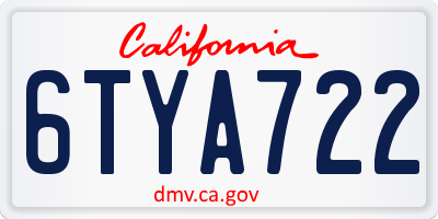 CA license plate 6TYA722