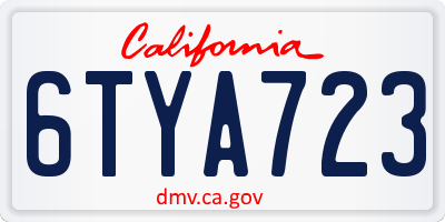 CA license plate 6TYA723