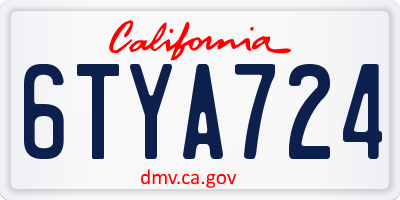 CA license plate 6TYA724