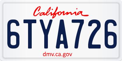 CA license plate 6TYA726