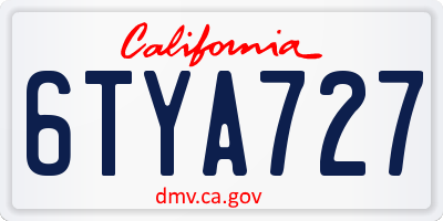 CA license plate 6TYA727
