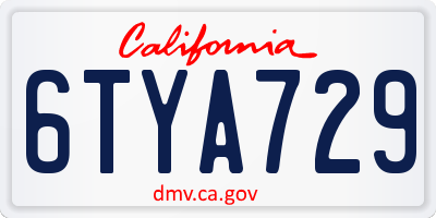CA license plate 6TYA729