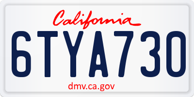 CA license plate 6TYA730