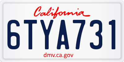 CA license plate 6TYA731