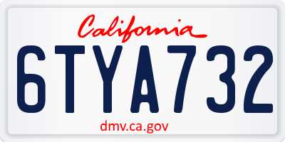 CA license plate 6TYA732