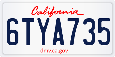 CA license plate 6TYA735
