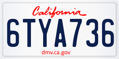 CA license plate 6TYA736