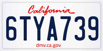 CA license plate 6TYA739