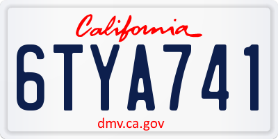 CA license plate 6TYA741
