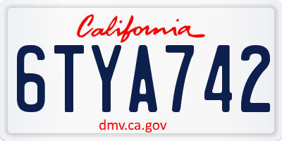CA license plate 6TYA742