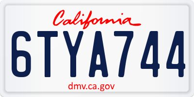 CA license plate 6TYA744