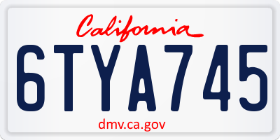 CA license plate 6TYA745