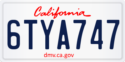 CA license plate 6TYA747
