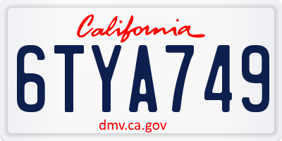 CA license plate 6TYA749