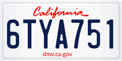 CA license plate 6TYA751