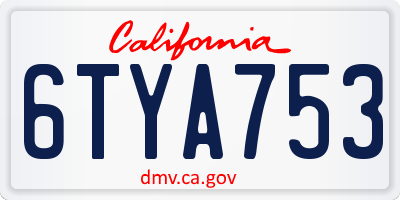 CA license plate 6TYA753