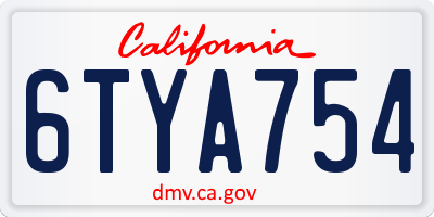 CA license plate 6TYA754