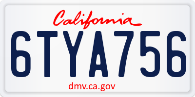 CA license plate 6TYA756
