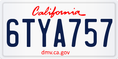 CA license plate 6TYA757
