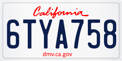 CA license plate 6TYA758