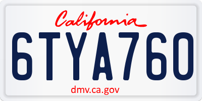 CA license plate 6TYA760