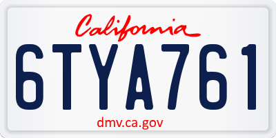 CA license plate 6TYA761