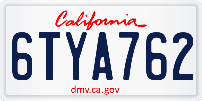 CA license plate 6TYA762
