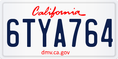 CA license plate 6TYA764