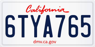 CA license plate 6TYA765
