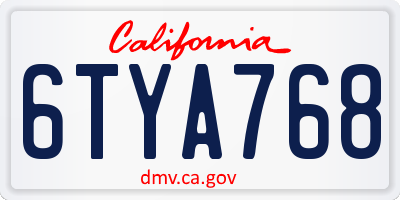 CA license plate 6TYA768