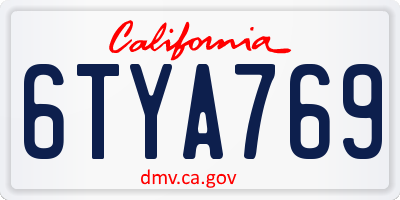 CA license plate 6TYA769