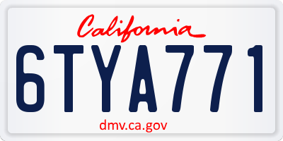 CA license plate 6TYA771