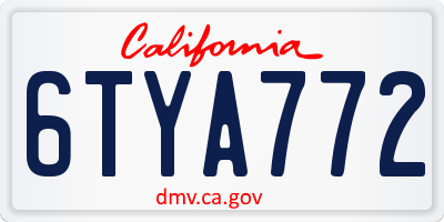 CA license plate 6TYA772