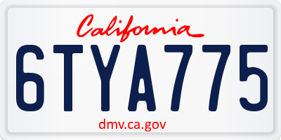 CA license plate 6TYA775