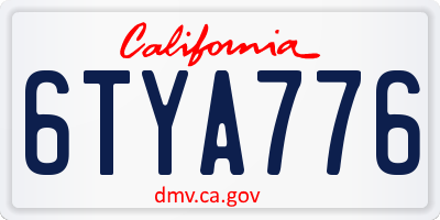 CA license plate 6TYA776
