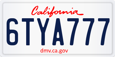 CA license plate 6TYA777