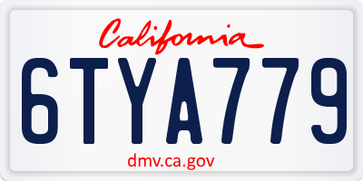 CA license plate 6TYA779