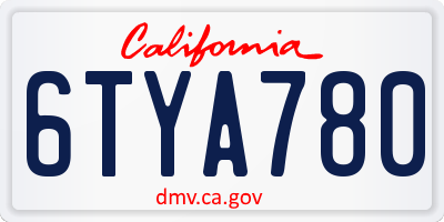 CA license plate 6TYA780
